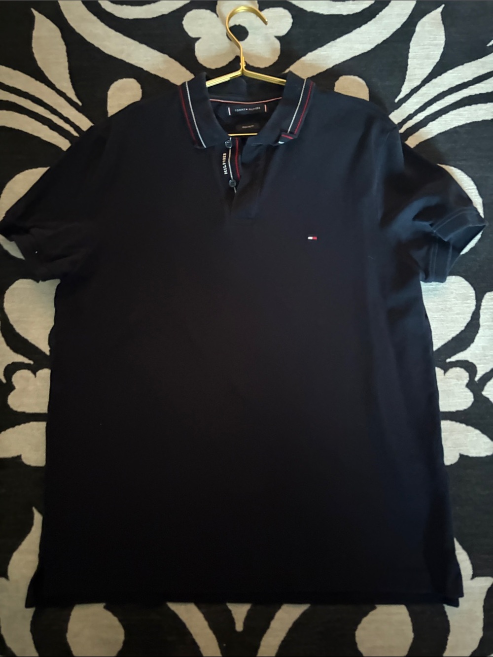 Tommy Hilfiger Men's Black Polo with Contrast Trim